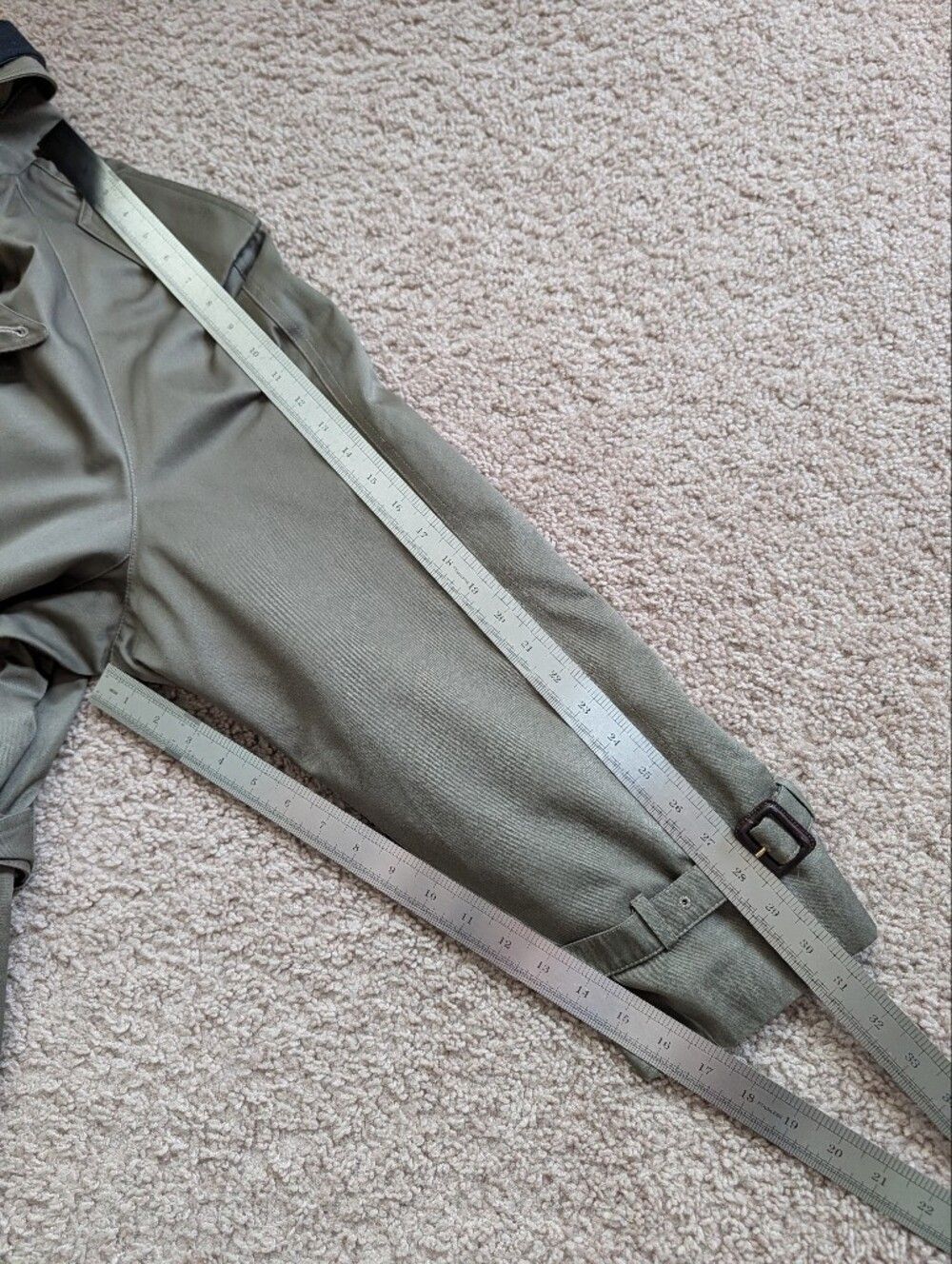 Chaps Ralph Lauren Mens Olive Green Vintage Double Breasted Trench Coat Size 46R - Picture 16 of 16